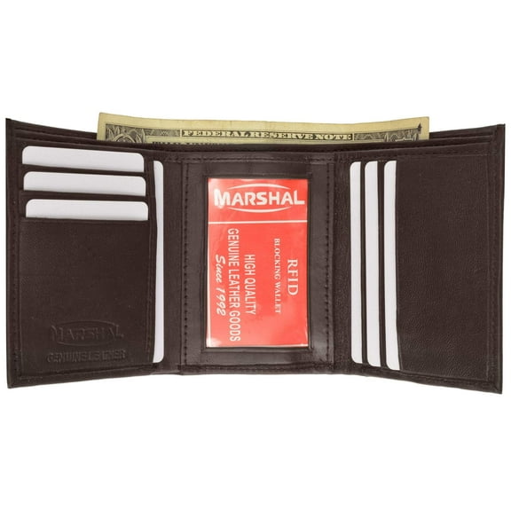 RFID Genuine Leather Trifold ID Card Holder Wallet RFID 1145 (C)