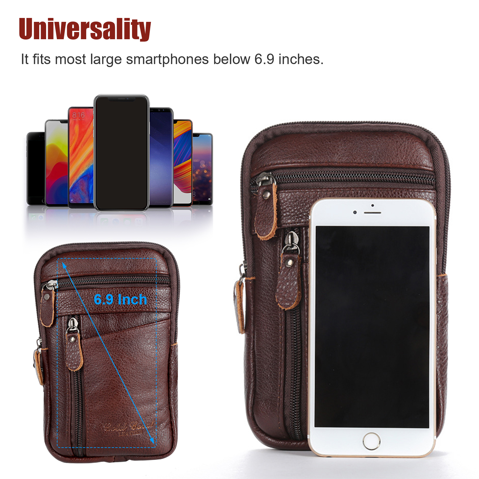leather shoulder holster for smart phone & wallet