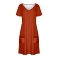thumbnail image 3 of JGGSPWM Sundresses Women's Fashion V Neck Midi Casual Sleeveless Summer Vacation Dresses with Pocket Orange M, 3 of 7