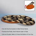 thumbnail image 4 of Skull 6PCS Round Coasters, Microfiber Leather Drink Coasters, 11x11 cm/4.3x4.3 in, Set of 6 Mats for Drinks, Coasters for Cups and Mugs, 4 of 6