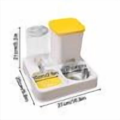 Rkxzt Feeder,Automatic Dog Food and Water Dispenser Large Capacity Dry Wet Separation Pet Feeder with Transparent Window,Feeder|Plastic,Yellow