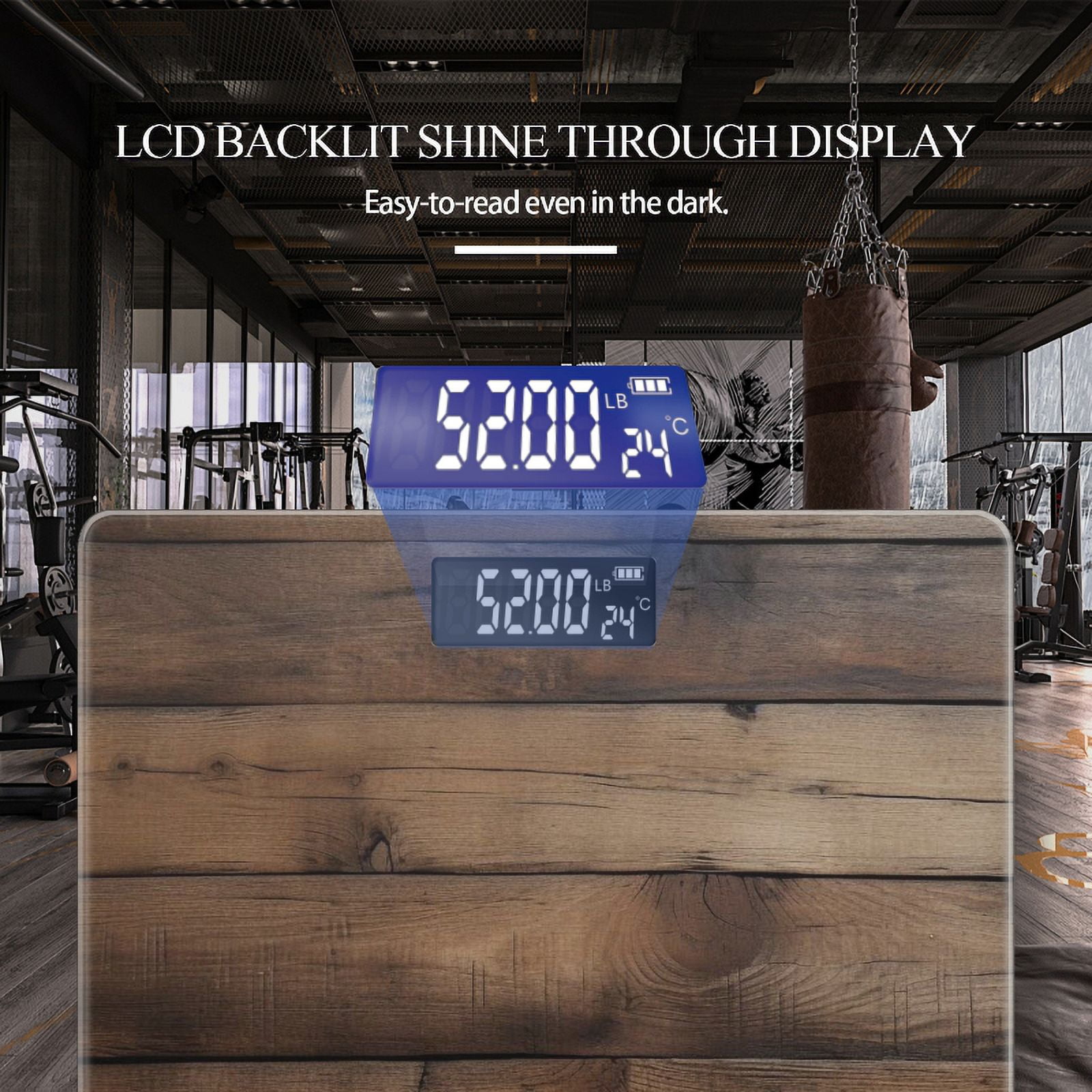High Precision Body Weight Scale Smart Bathroom Scales with Large LCD Display(400lbs),Decorative for Bedroom-Aged Wood Planks