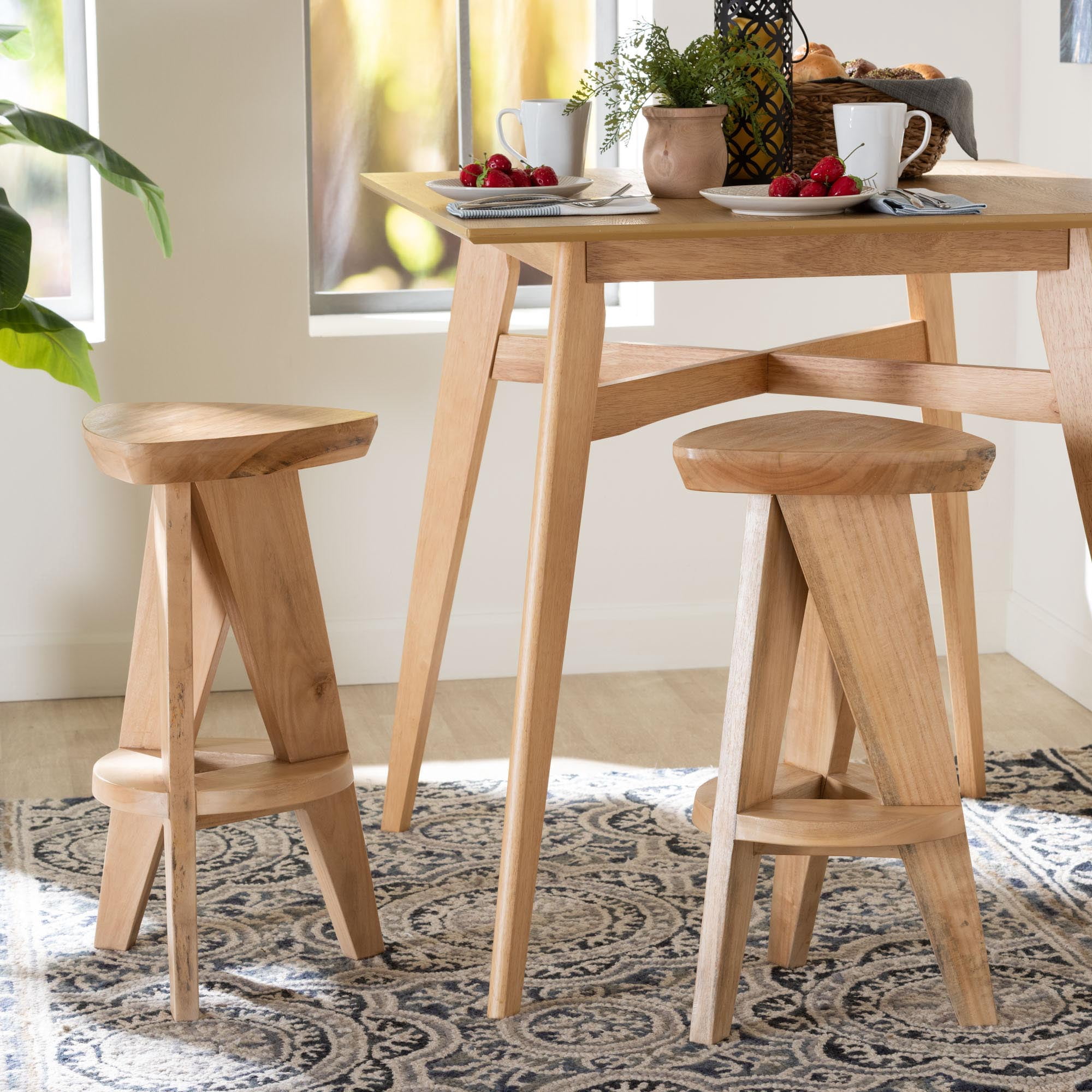bali & pari Roy Japandi Counter Stool, Counter Height, Natural Brown