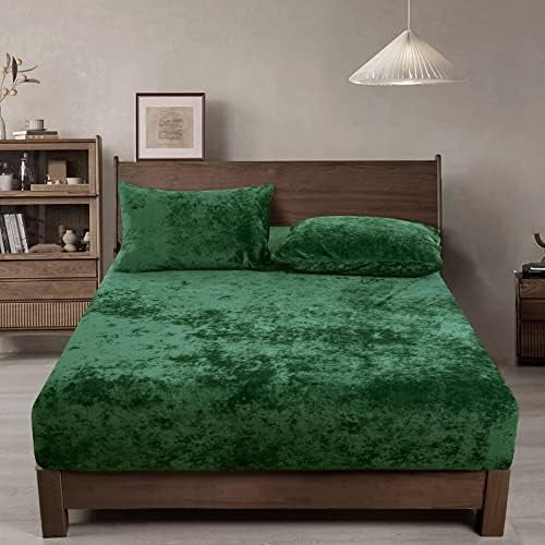Sábana bajera ajustable PHF Truly Velvet King Size, color verde esmeralda