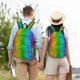 thumbnail image 4 of Disketp Glitter Rainbow print Canvas Backpack Lightweight Travel Daypack Student Rucksack Laptop Backpack-, 4 of 5