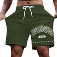 thumbnail image 1 of Pantalones cortos casuales con estampado de letras estilo urbano para hombre, ligeramente elásticos, de poliéster, 1 of 4