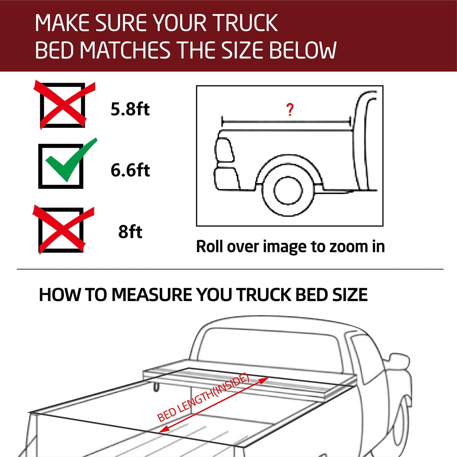 Kikito Professional FRP Hard Tri-Fold Truck Bed Tonneau Cover for 2007-2025 Silverado/Sierra 1500 & 2015-2019 Silverado/GMC Sierra 2500/3500 6.6FT