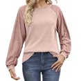 thumbnail image 2 of GigrtiJin Women Casual Comfy Blouse Color Block Crew Neck Long Sleeve Shirt Classic Loose Trendy Tops, 2 of 7
