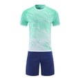 thumbnail image 1 of Odeerbi Niños Niñas Malla Rápido Seco Uniforme de Fútbol Conjunto Geométrico Gradiente Impresión Camiseta Shorts Ropa Deportiva Atlética Para 5-15 Años, 1 of 7