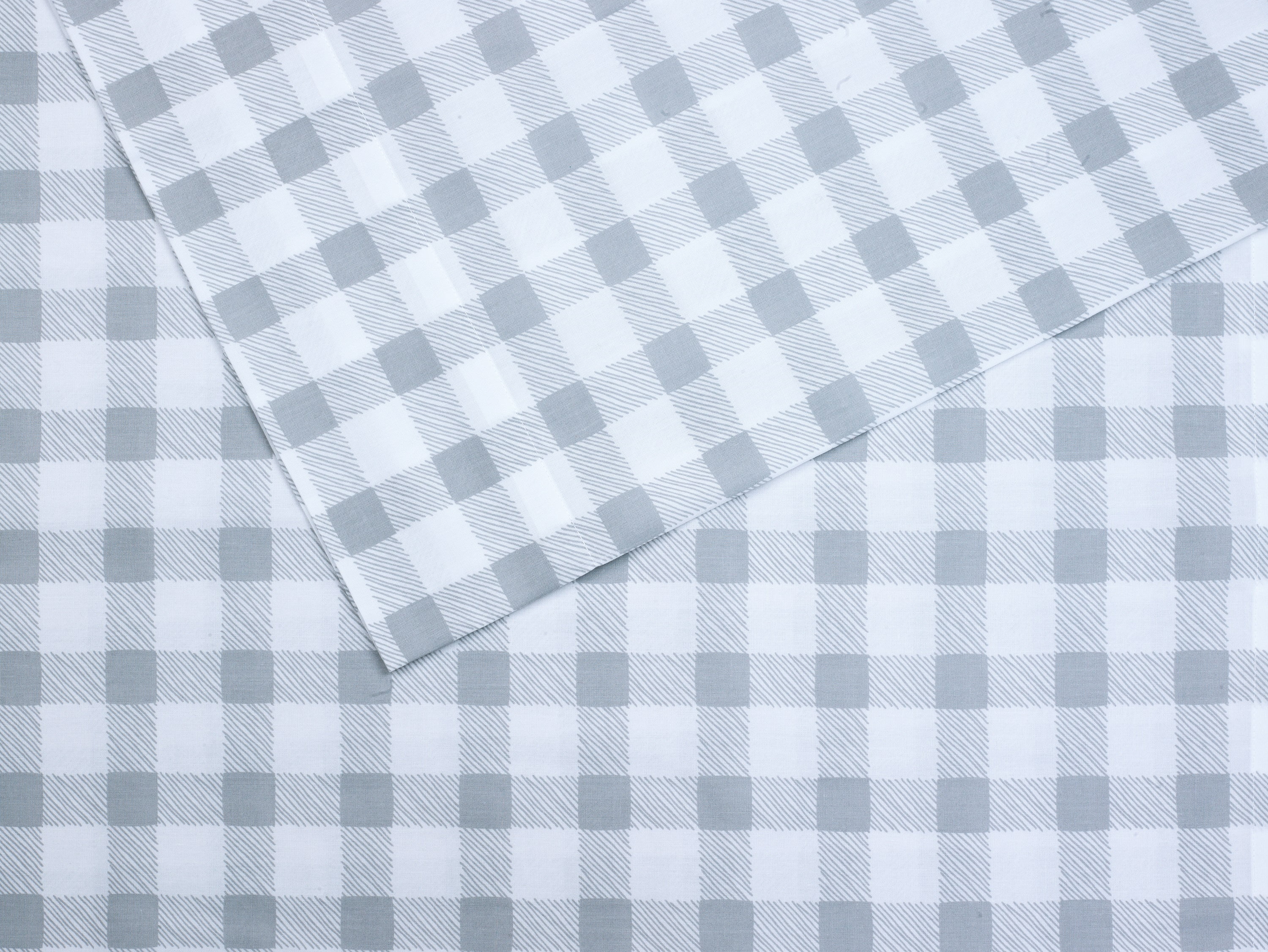 Your Zone Cotton Percale 220 Thread Count Sheet Set, Gray Check, Twin/Twin XL