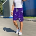 thumbnail image 6 of Pofeuu Dark Purple Snowflakes Print Men's Soft Woven Elastic Waistband Sleep Pajama Short-Small, 6 of 6