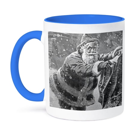 3dRose, SANTA CLAUS 1894 Harpers Weekly Vintage Christmas, 15oz Two-Tone Blue Mug