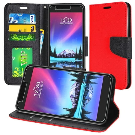 Harmony Rod - For LG K20 Plus Harmony Grace Flip Wallet Credit Card - Red