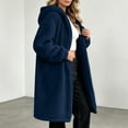 thumbnail image 6 of Plush Fleece Open Front Hooded Coats For Women Winter Warm Long Sleeve Mid-Length Trendy Casual Cardigan S-XXL, 6 of 7