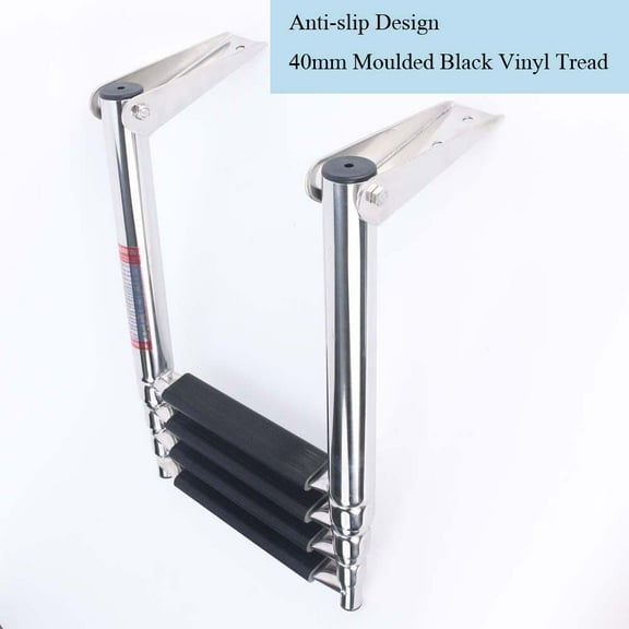 4 Steps Stainless Steel Telescoping Boat Ladder Swim Step Ladder, 600 Pound Capacity for Marine Yacht