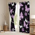 thumbnail image 3 of Feelyou Bohemian Butterfly Kids Black Out Curtains, Cartoon Flower Floral Purple Curtains Pack of 2 (42x63 Each), Dreamy Animal Bedroom Curtains, Blackout Curtains Room Decor, 3 of 6