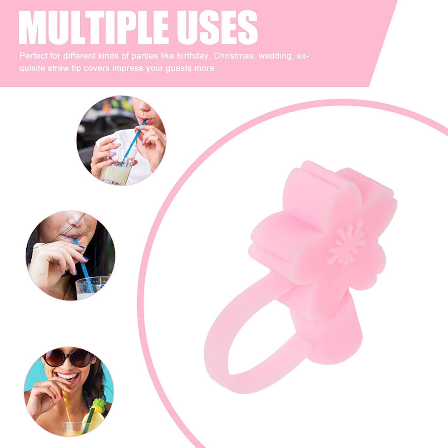 KJHBV 8pcs Straws Flower Shaped Straw Stopper Reusable Straw Covers Straw  Charms for Tumblers Straw End Protectors Straw Tip Covers Cartoon Straw  Plug