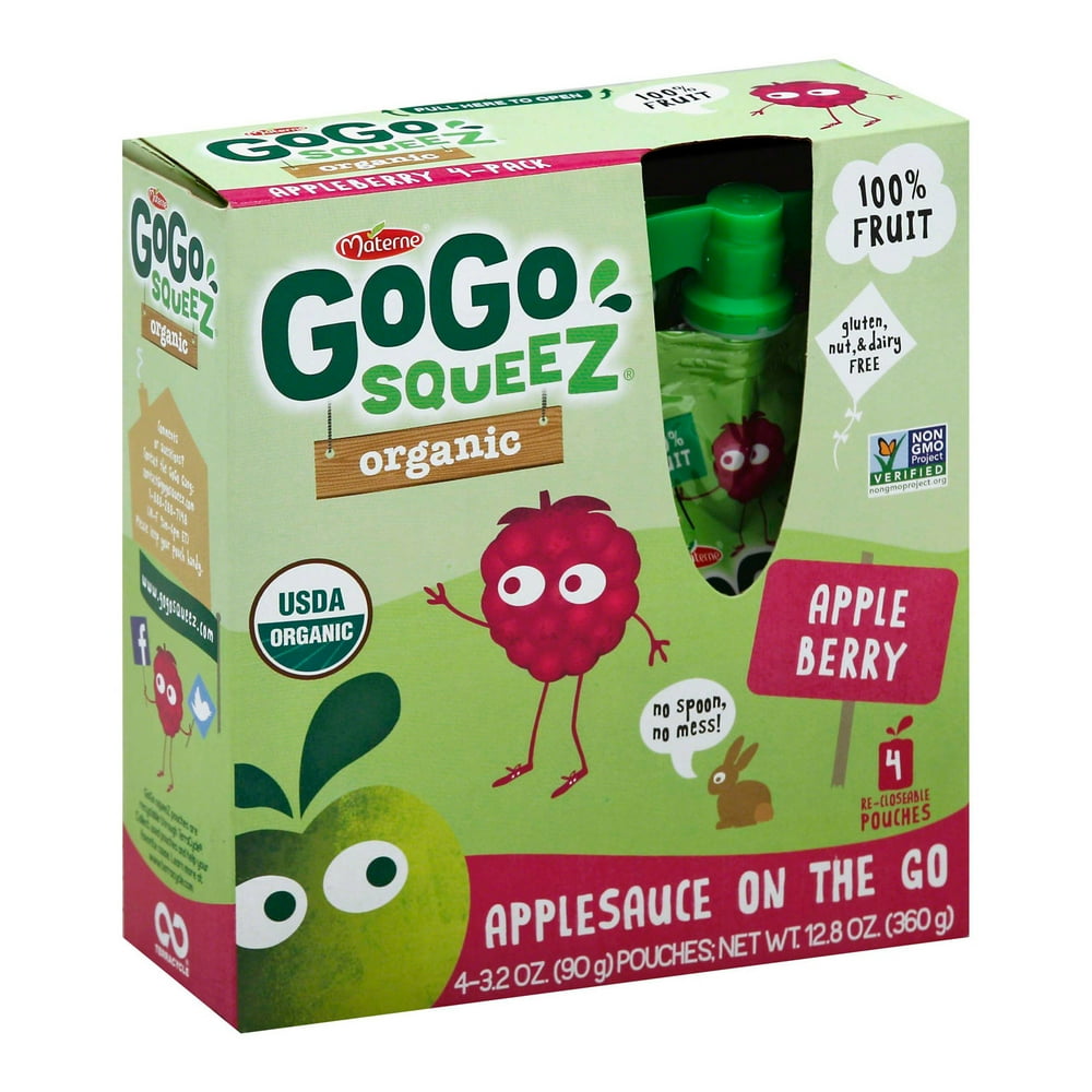 GoGo Squeeze Applesauce Apple Berry Case of 12 3.2 oz. Walmart