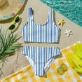 thumbnail image 6 of CCRFTGI Girls Swimsuits Size 7-8 Two Piece Sets Swimming Bathing Suits Beach Vacation Striped Girls Bikini Summer Cute Girls Fashion Swim Suit Kids Bikini Blue 1-2 Years, 6 of 9