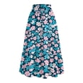thumbnail image 3 of Women’s High Waist Tiered A Line Midi Skirt with Elastic Waistband and Floral Print Suitable for Daily Wear and Outings Blue S, 3 of 5