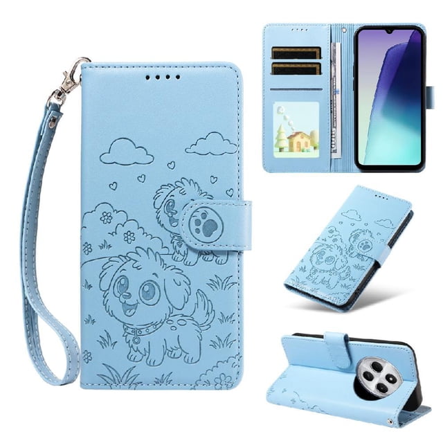 Funda Cartera GANGXUN con Diseño de Perrito en Relieve para Xiaomi POCO M7 , Protección 360° con Ranuras y Correa Desmontable