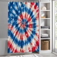thumbnail image 6 of Blue Red American Flag Shower Curtain Set, Waterproof Shower Curtains for Bathroom, Abstract Art USA Tie-dye Washable Fabric Cloth Bath Curtain for Bathtub Decoration with Hooks 66x72 Inches, 6 of 9