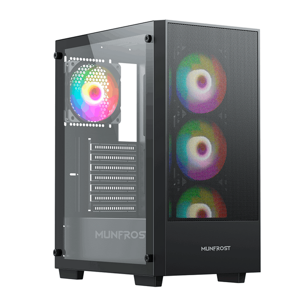 Gabinete Munfrost Alpha Black / Cristal templado / ARGB Sync / Controlador de ventiladores / Atx - Micro ATX - Mini ITX