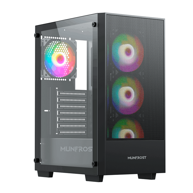 Gabinete Munfrost Alpha Black / Cristal templado / ARGB Sync / Controlador de ventiladores / Atx - Micro ATX - Mini ITX
