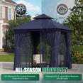 thumbnail image 3 of Clouddwell 8'x 8' Patio Gazebo Double Roof Protection All-Weather Outdoor Shelter Features Insect Screens & Privacy Curtains Ideal for Backyard, Lawn, (Blue), 3 of 8