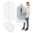 thumbnail image 1 of Nvzi 5 piezas de bolsa para ropa con cremallera, funda transparente para abrigos, vestidos, chaquetas, 24 x 56 pulgadas, color blanco, 1 of 4