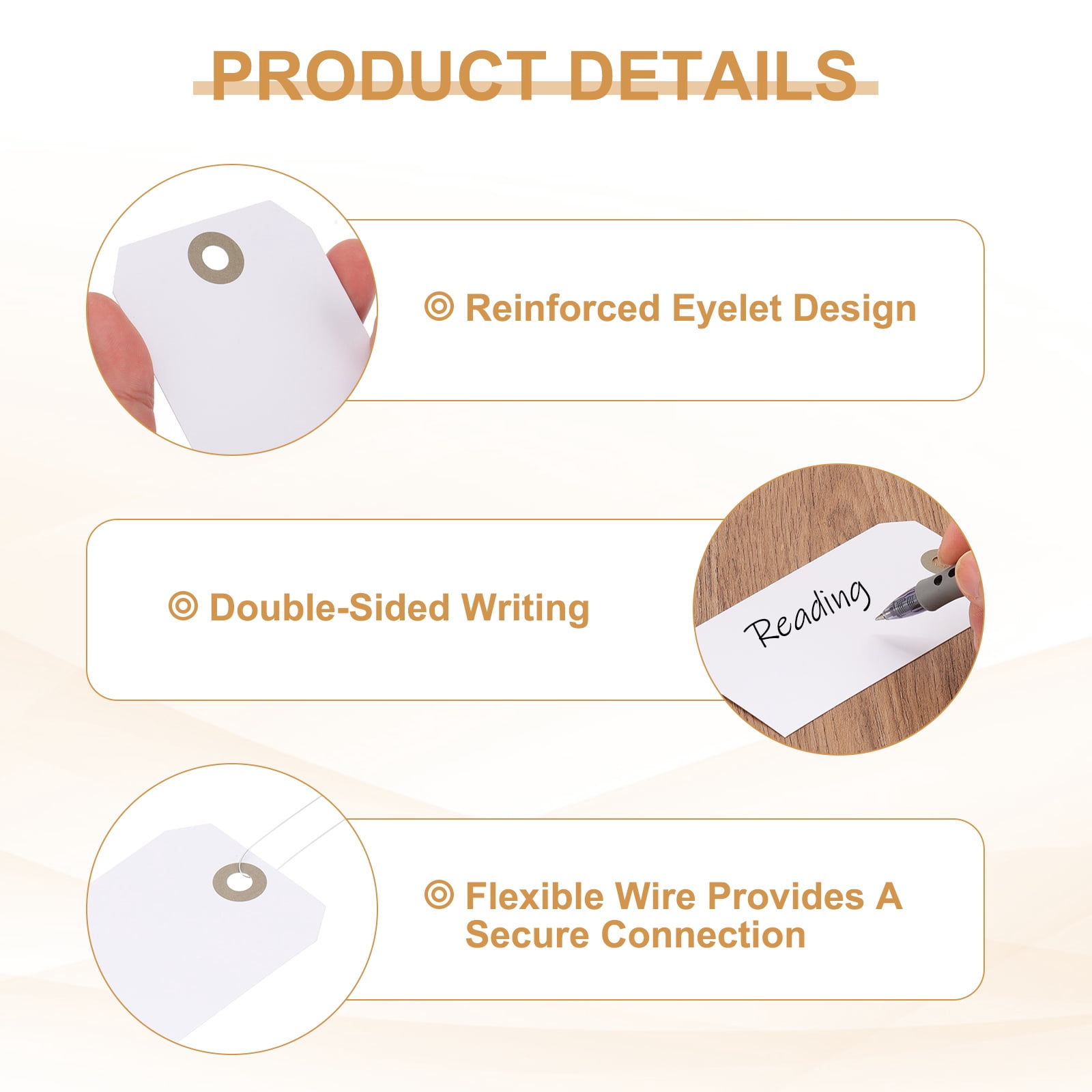 Uxcell Blank Shipping Tags Shipping Tags with Wire Manila Hang Label Tags with Reinforced Eyelet for Inventory Gift Label White 4-3/4"