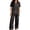 v-56Black250, variant on HAYIMI Women Christmas 2 Piece Pajama Set, Short Sleeve Lapel Button-Down Tops And Pants Set, Xmas Print Loungewear Sleepwear For Relaxed Evenings
