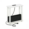 thumbnail image 2 of Furinno Turn-S-Tube 2-Tier Slim Side Table, End Table with Bin Drawer, USB and Type-C Charging Port, White/White/Black, 2 of 6