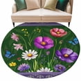 thumbnail image 6 of Spring Flowers Round Rug 8ft Washable Circle Rugs Non Slip Boho Botanical Budding Garden Florals Large Area Rug Indoor Floor Carpet for Bedroom Kitchen Living Room Home Office Dining Room Nursery, 6 of 8