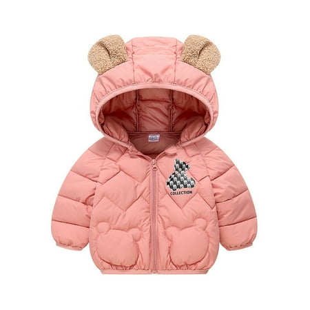 Boy Winter Coat Puffer Jacket Kids Full-Zip Long Sleeve Thicken Kids Warm Winter Coat Outerwear Warm Bear Hooded Outdoor Coats 5-6 Years Jacket Girls