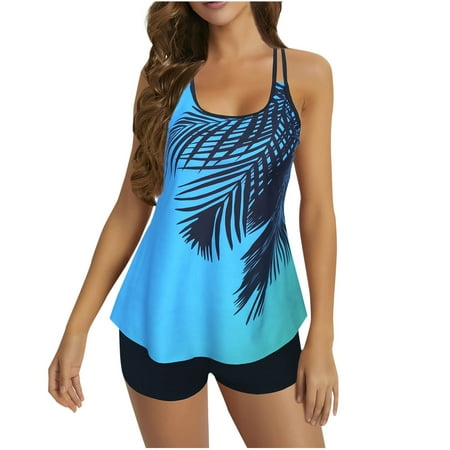 Jamicy Tankinis for Women 2025 Beachwear for Women Womens Tankini Swimsuits for Women Tummy Control Bathing Suits for Women Athletic Two Piece Swimsuit with Boyshorts
