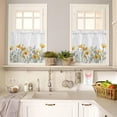 thumbnail image 4 of Watercolor Floral Kitchen Curtains and Valances Set, Rod Pocket Curtains Tier Farmhouse Window Curtains 24 Inch Length, Yellow Poppy Wild Flower Botanical 3 Piece Kitchen Curtains Set, 4 of 6