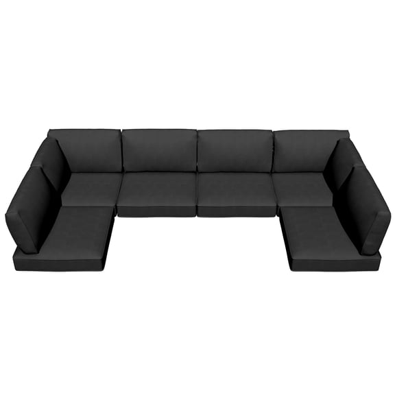 Mvpipi Patio Cushions for Outdoor Furniture,Water-Resistant Outdoor Cushions for 6 Seat Outdoor Sectinal,25.3"×25.3" Deep Seat Sofa Cushions, 14-Piece Outdoor Couch Cushions,Black