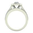 thumbnail image 3 of Diamond Wedding Ring Set Round Brilliant Diamond Cushion Halo Rings Split Shank 14K White Gold 1.25 Carat (G,I1), 3 of 5