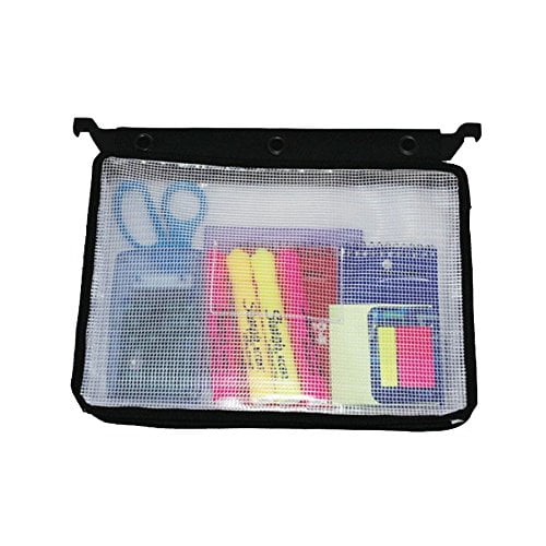 Expanding Zipper Pouch, 13 X 9 1/4, Clear/black