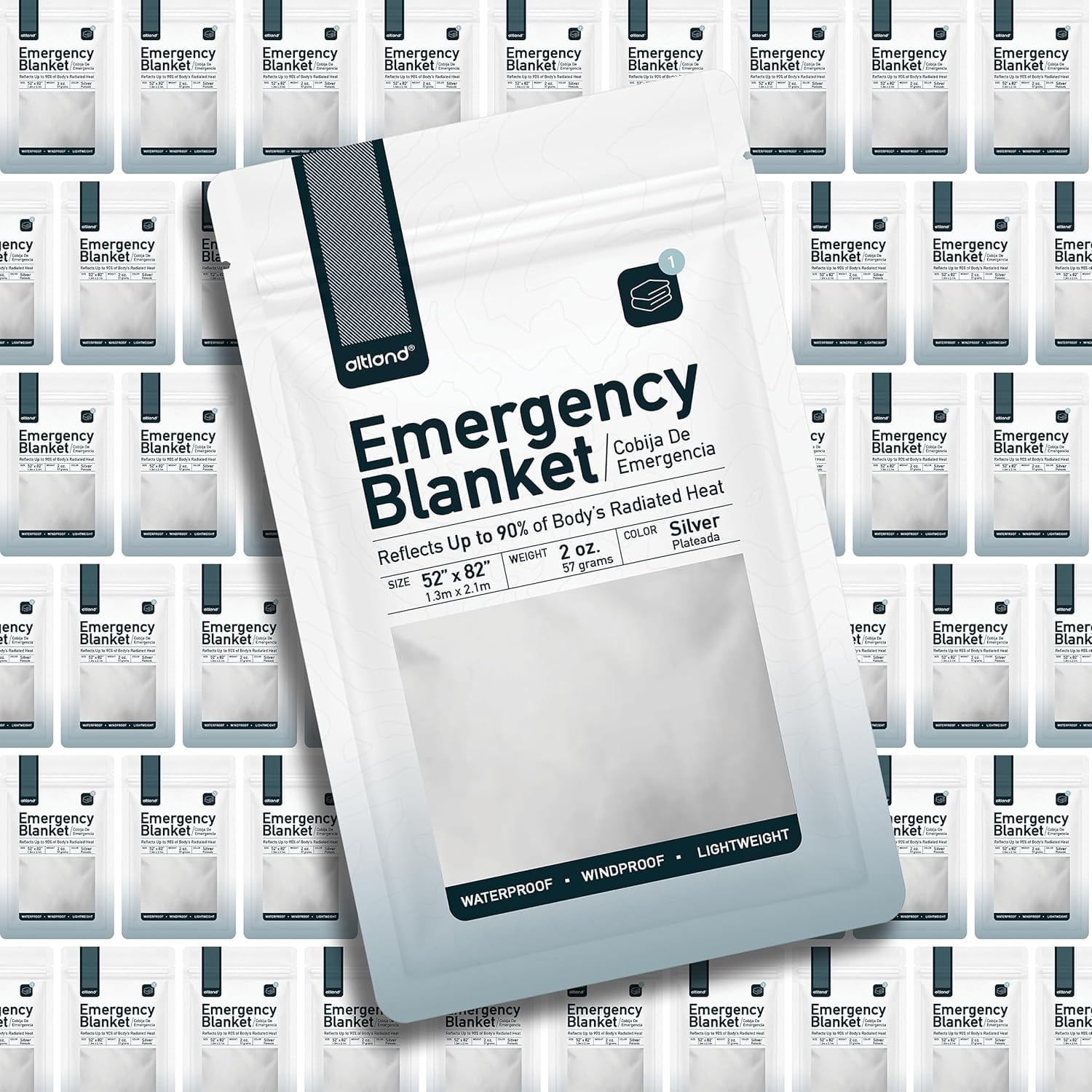 Altland 50 Pack of Emergency Blankets - Bulk Heat Reflective Blankets for Winter Survival Kits, Disaster Preparedness, Cold Weather Camping, and Homeless Care Packages