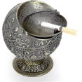 thumbnail image 1 of Vintage Windproof Ashtray With Lids - Retro Flower Pattern Tabletop Ashtray (bronze), 1 of 5