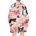 thumbnail image 2 of Wearable Oversized Blanket,Boston Terrier Dog and Flower Florals Wearable Blanket Hoodie for Adults,Cozy Hooded Blankets with Super Pockets,Super Warm Fuzzy Pullover for Women & Men, 2 of 6