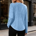 thumbnail image 6 of SSZMDLB Women Soft Cotton Long Sleeve T-Shirts Round Neck Solid Casual Basic Travel Workout Lounge Daily Wear Winter Tops, Light Blue S, 6 of 7