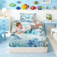 thumbnail image 5 of Manfei Watercolor Underwater Letter Q Axolotl Sea Turtle Twin Sheet Sets for Kids Boys and Girls, Nautical Alphabet Print Bedding 3-Piece, 1 Flat Sheet, 1 Fitted Sheet and 1 Pillowcase, 5 of 6