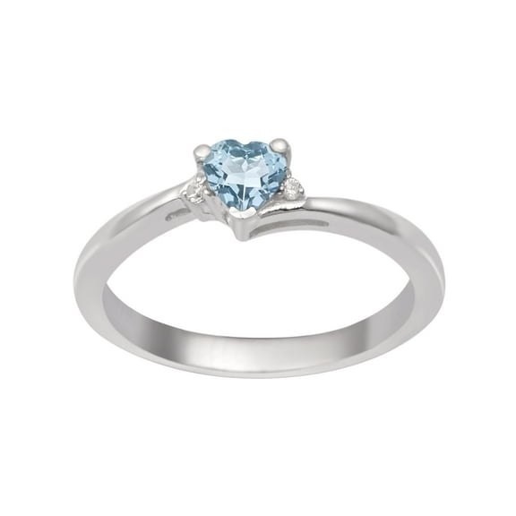 Mooneye 925 Sterling Silver Blue Topaz 4mm Heart Shape Dainty Mother's Day Gift Ring