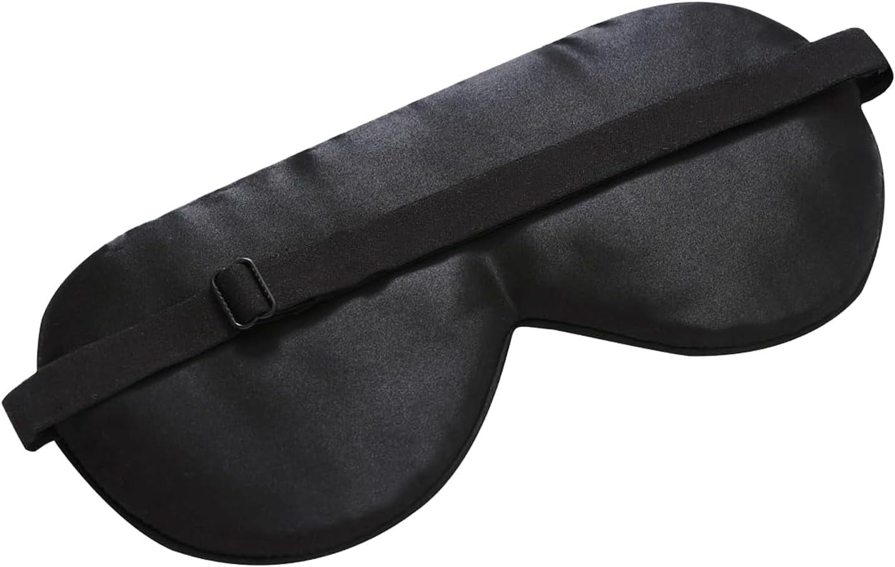Wraparound Style  Silk Eye Mask, Wide Headband and Large Coverage Sleeping Mask for Full Blackout and Sound-muffling, Black
