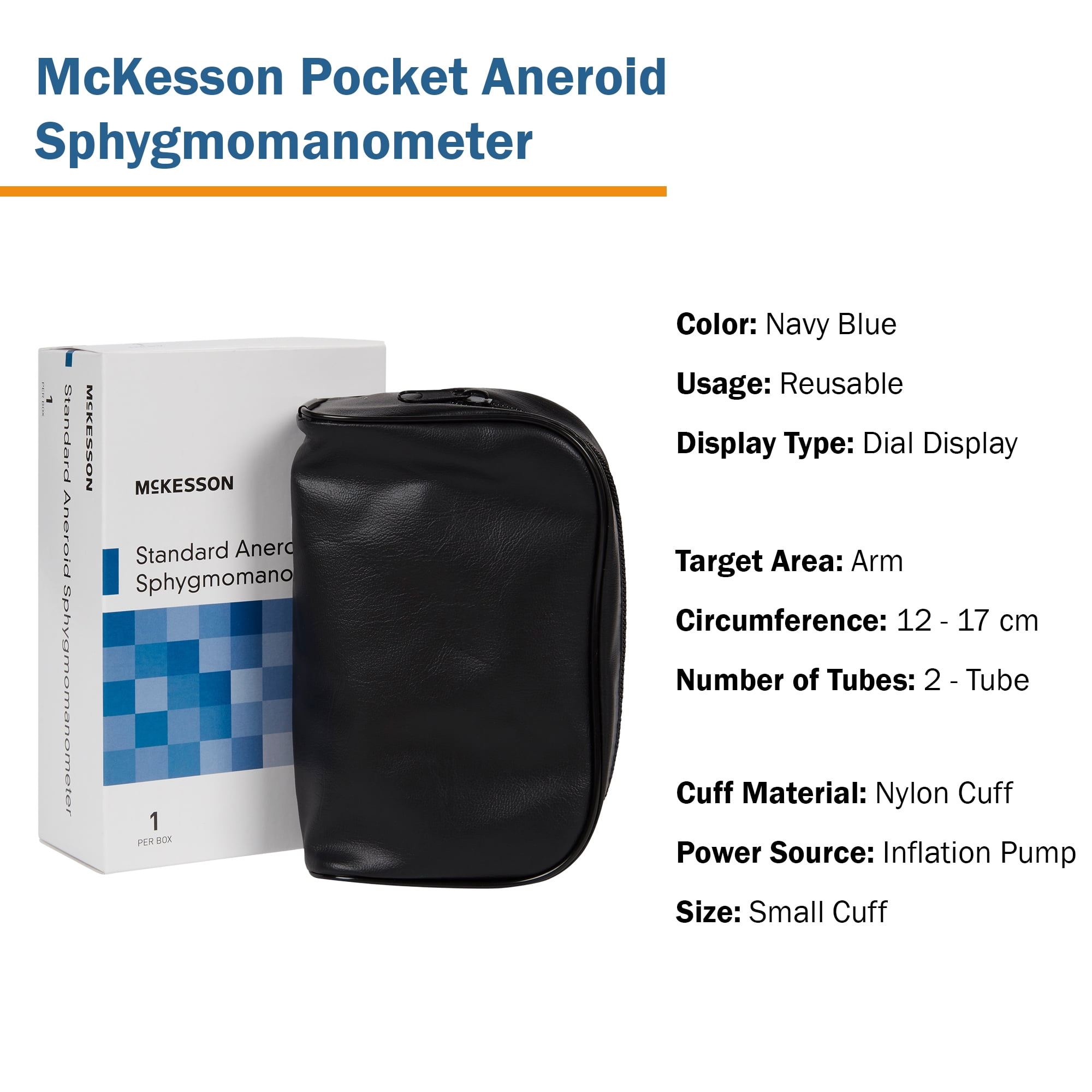 McKesson Pediatric Blood Pressure Unit, Aneroid Sphygmomanometer - Navy, 1 Ct