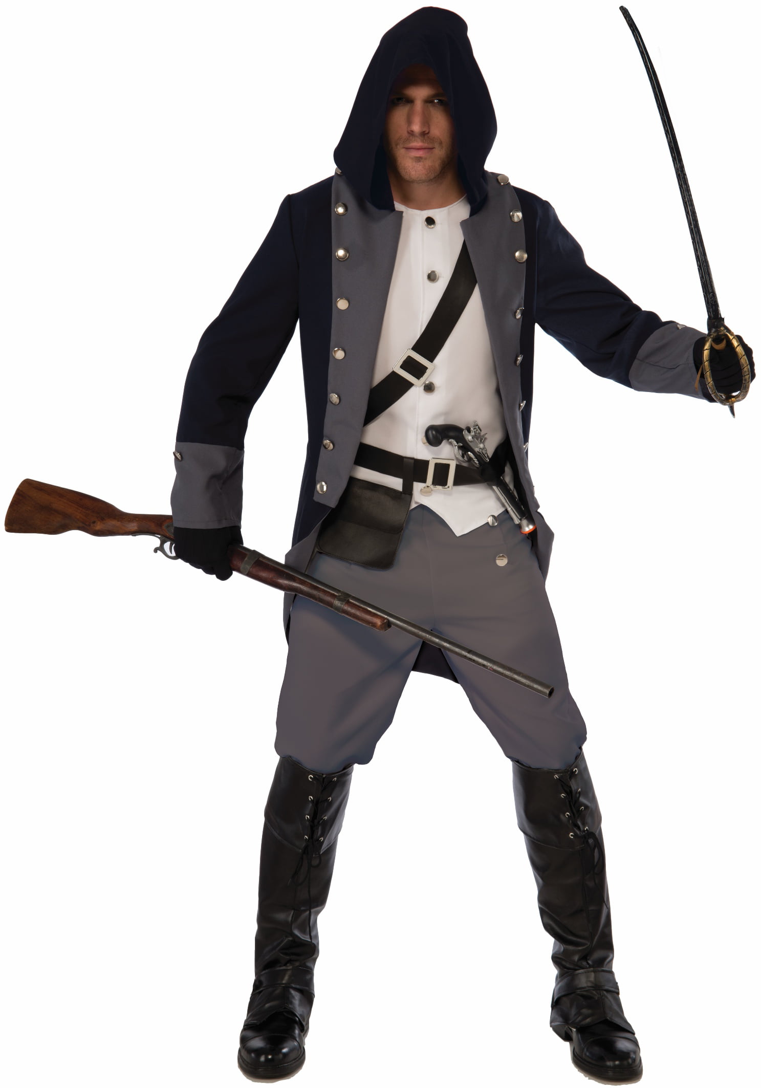 Silent Warrior Ninja Adult Men's Costume Pirate Assassin Soldier Grey Std