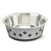 Vibrant Life Stainless Steel Large Black Paw Print Pet Bowl - Perfect for Dogs and Cats